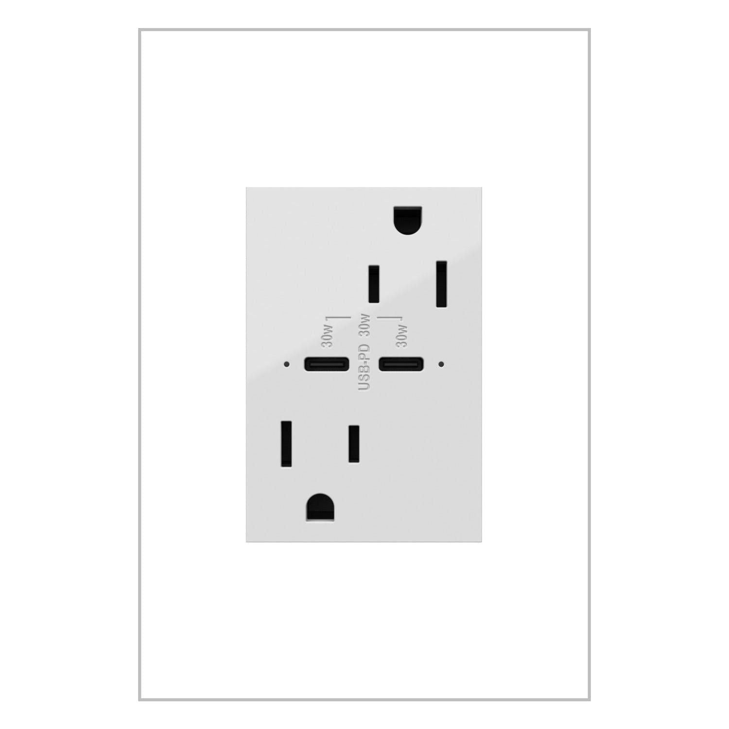 Legrand - Adorne 15A Tamper-Resistant Ultra-Fast Plus Power Delivery USB Type C/C Outlet - Lights Canada