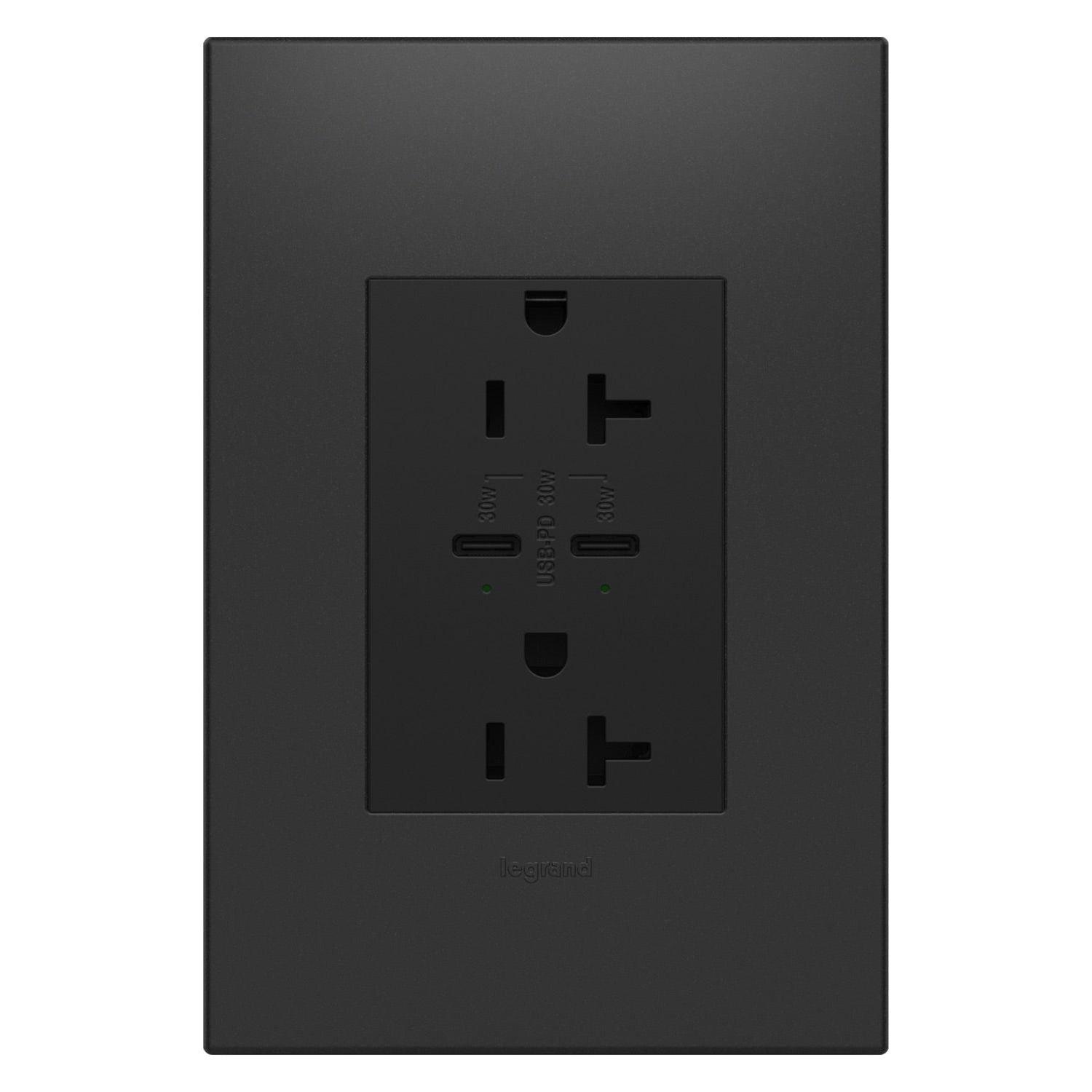 Legrand - Adorne 20A Tamper-Resistant Ultra-Fast Plus Power Delivery USB Type C/C Outlet - Lights Canada
