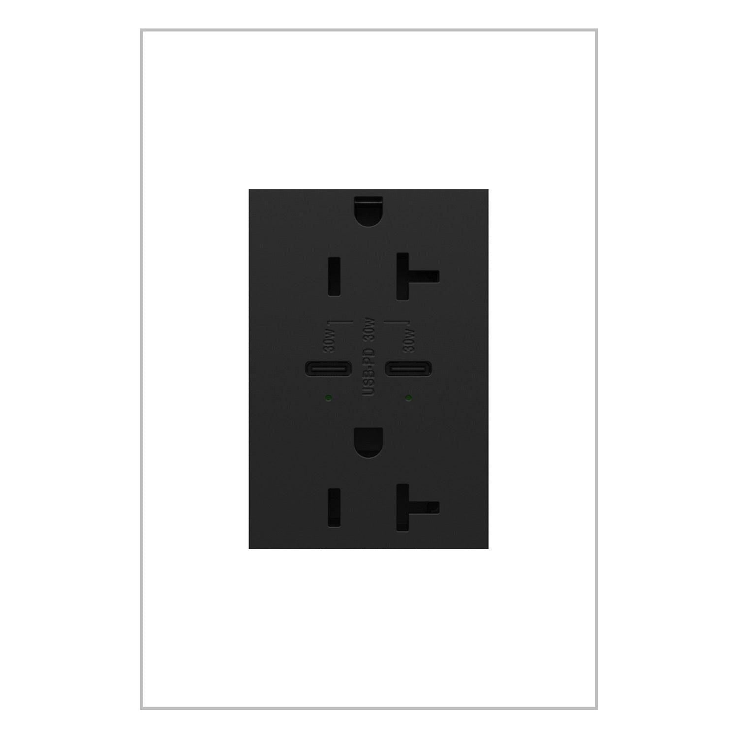 Legrand - Adorne 20A Tamper-Resistant Ultra-Fast Plus Power Delivery USB Type C/C Outlet - Lights Canada