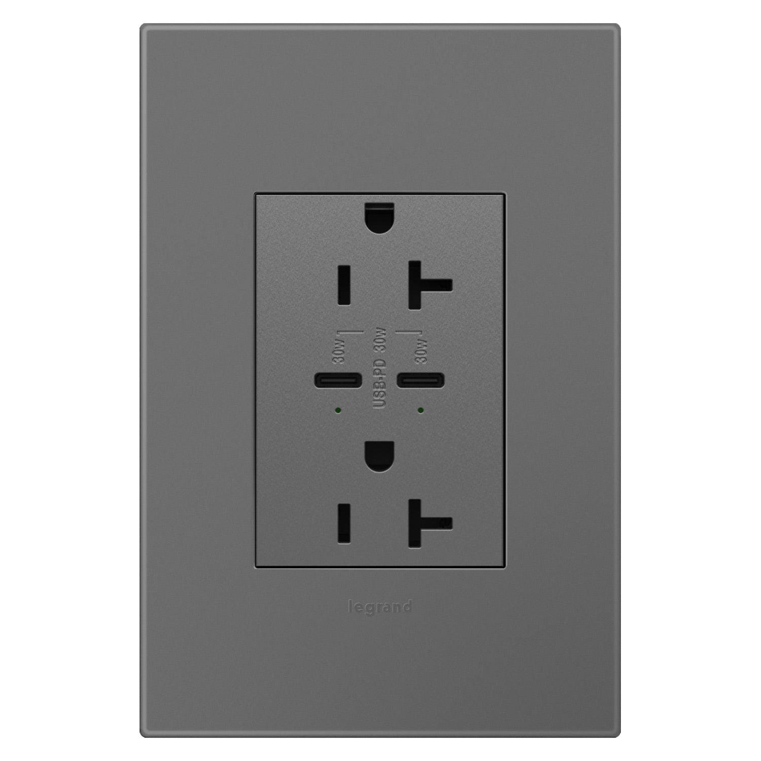 Legrand - Adorne 20A Tamper-Resistant Ultra-Fast Plus Power Delivery USB Type C/C Outlet - Lights Canada