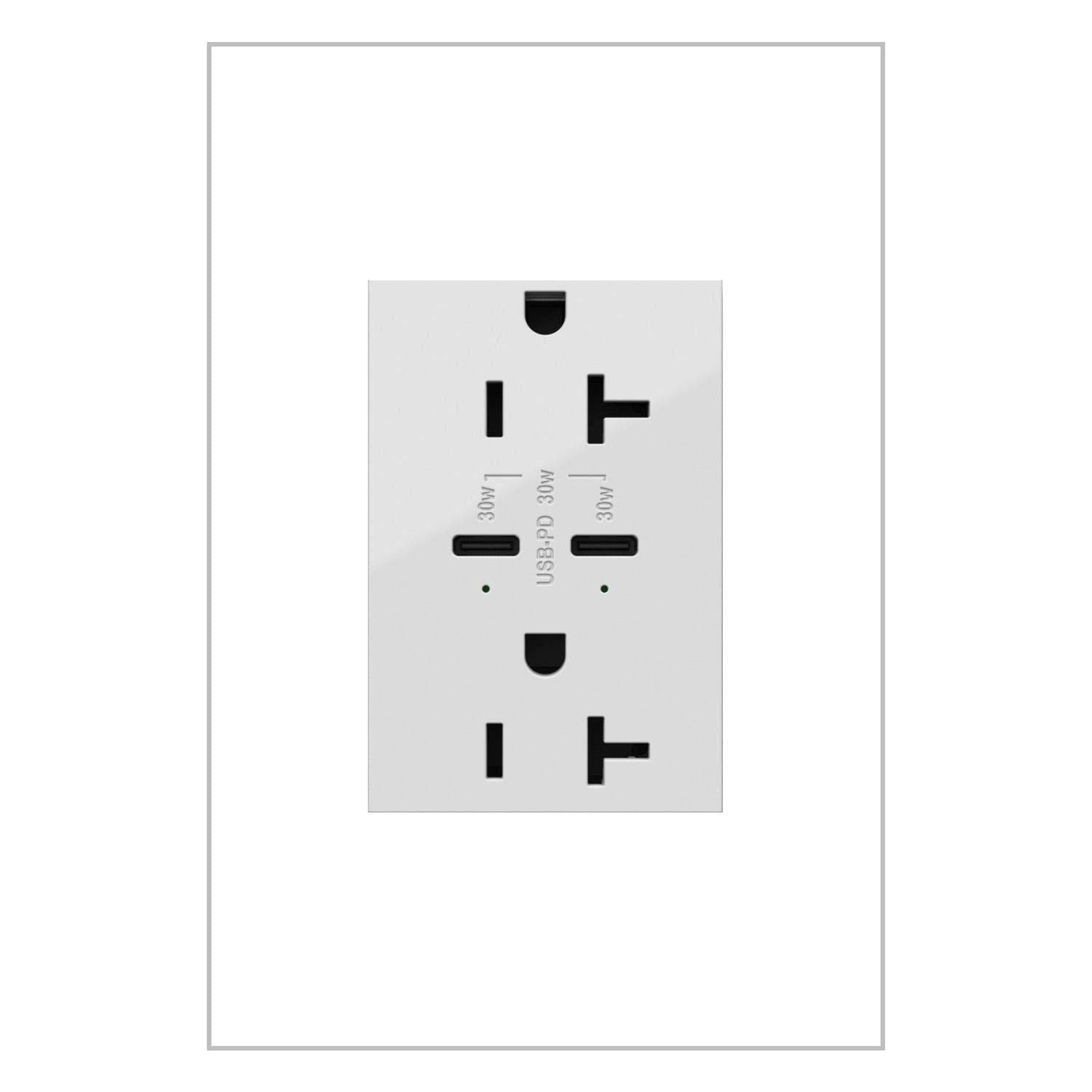 Legrand - Adorne 20A Tamper-Resistant Ultra-Fast Plus Power Delivery USB Type C/C Outlet - Lights Canada