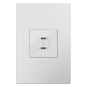 Legrand - Adorne Ultra Fast Plus Power Delivery USB Type C/C Outlet - Lights Canada