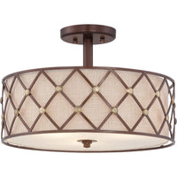 Brown Lattice Semi Flush Mount