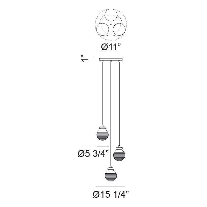 Matteo - Ridge 3-Light Pendant - Lights Canada