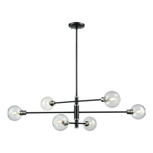 Ocean Drive Linear Suspension Satin Nickel and Graphite with Clear Glass