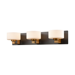Princeton Vanity Light Brass and Graphite with Half Opal Glass