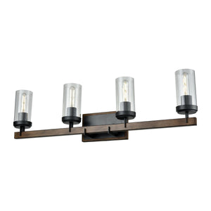 Okanagan Vanity Light Graphite and Ironwood On Metal with Clear Glass