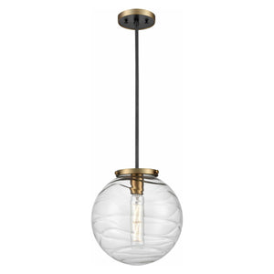 Tropea Pendant Brass and Graphite with Ripple Glass