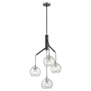 Tropea Pendant Satin Nickel and Graphite with Ripple Glass