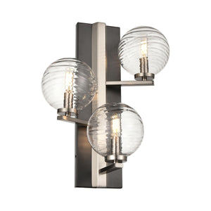 Tropea Sconce Satin Nickel and Graphite with Ripple Glass