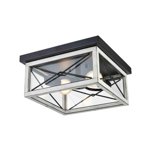 County Fair Outdoor Ceiling Light Black and Birchwood On Metal with Clear Glass
