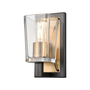 Riverdale Sconce Brass and Graphite with Clear Glass