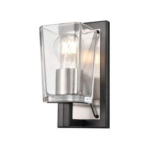 Riverdale Sconce Satin Nickel and Graphite with Clear Glass