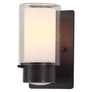 Essex Outdoor Wall Light Hammered Black with Half Opal Glass