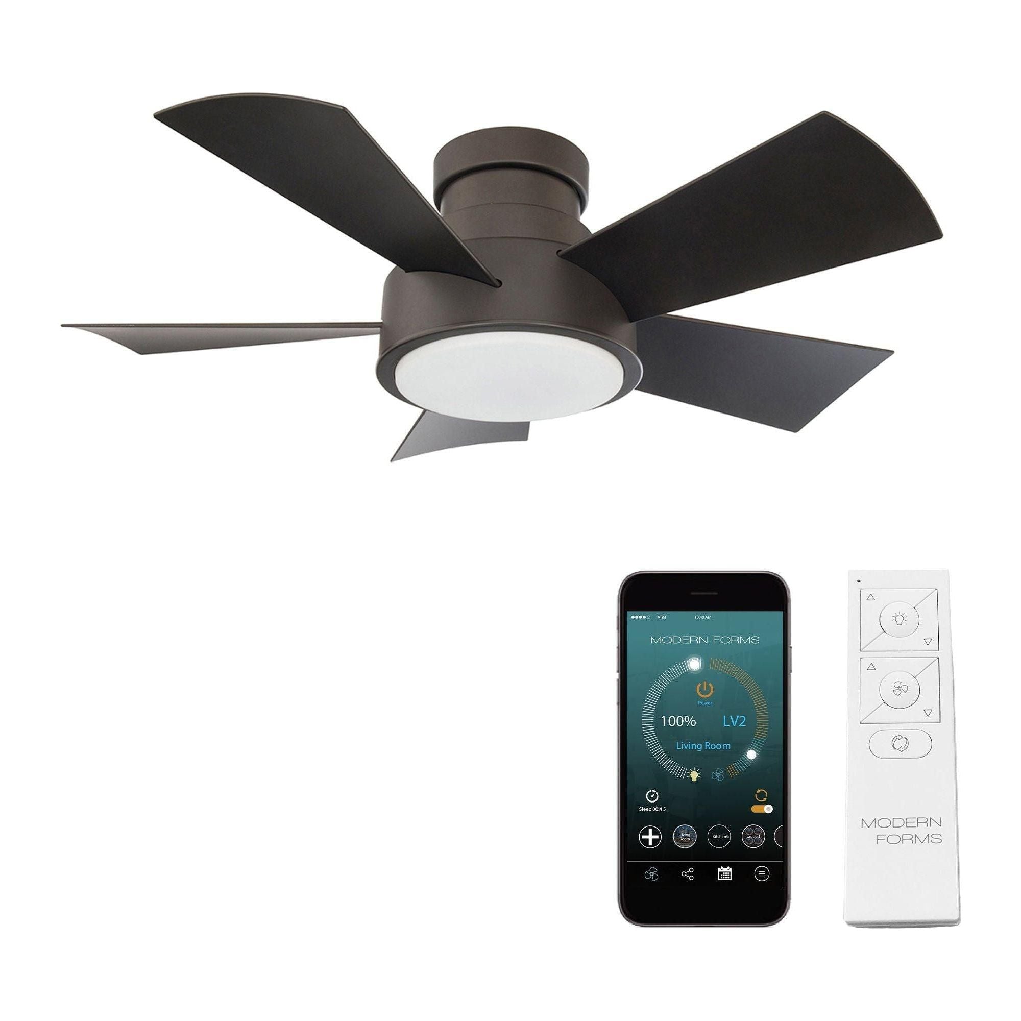Modern Forms - Vox Indoor/Outdoor 5-Blade 38" Smart Flush Mount Ceiling Fan with LED Light Kit and Remote Control - Lights Canada