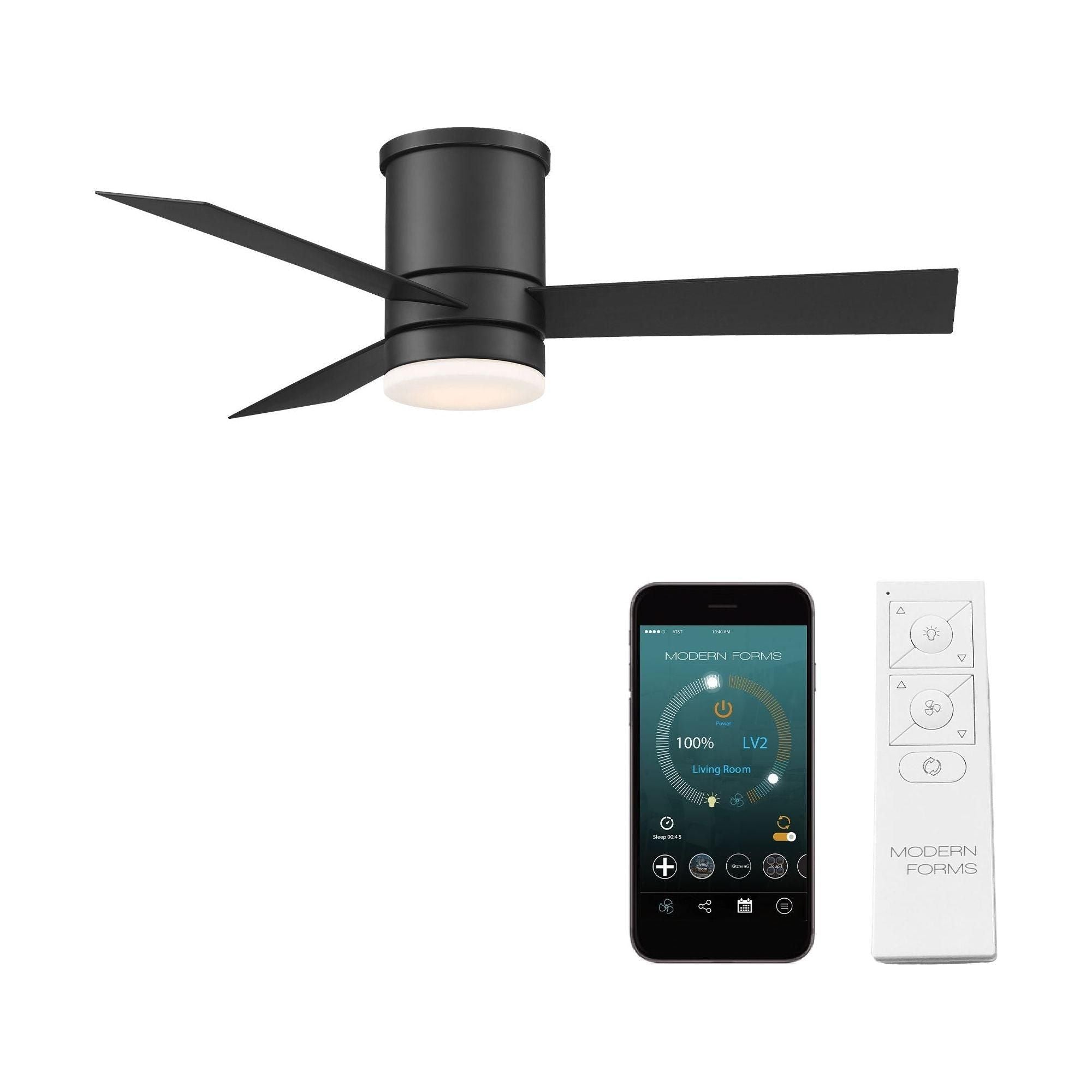 Modern Forms - Axis Indoor/Outdoor 3-Blade 44" Smart Flush Mount Ceiling Fan with LED Light Kit and Remote Control - Lights Canada