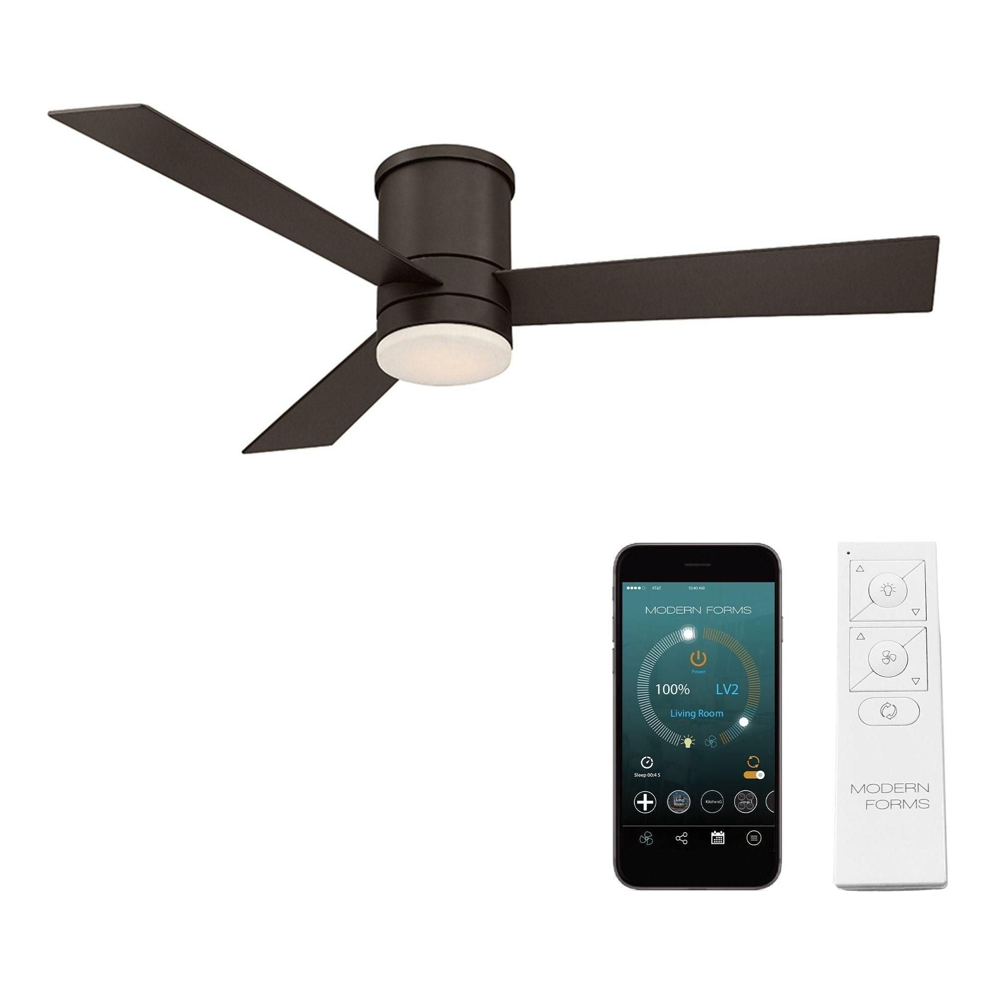 Modern Forms - Axis Indoor/Outdoor 3-Blade 52" Smart Flush Mount Ceiling Fan with LED Light Kit and Remote Control - Lights Canada
