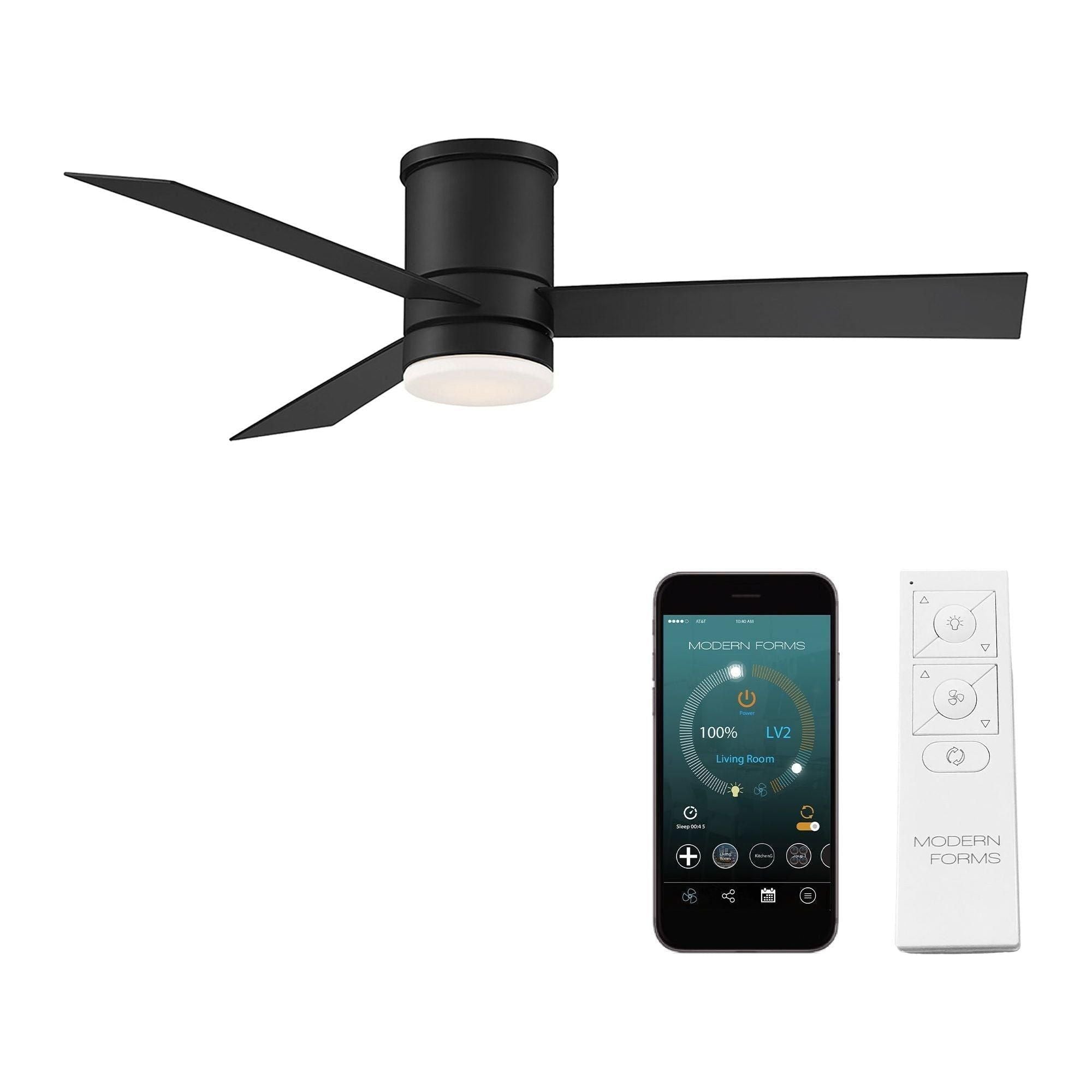 Modern Forms - Axis Indoor/Outdoor 3-Blade 52" Smart Flush Mount Ceiling Fan with LED Light Kit and Remote Control - Lights Canada