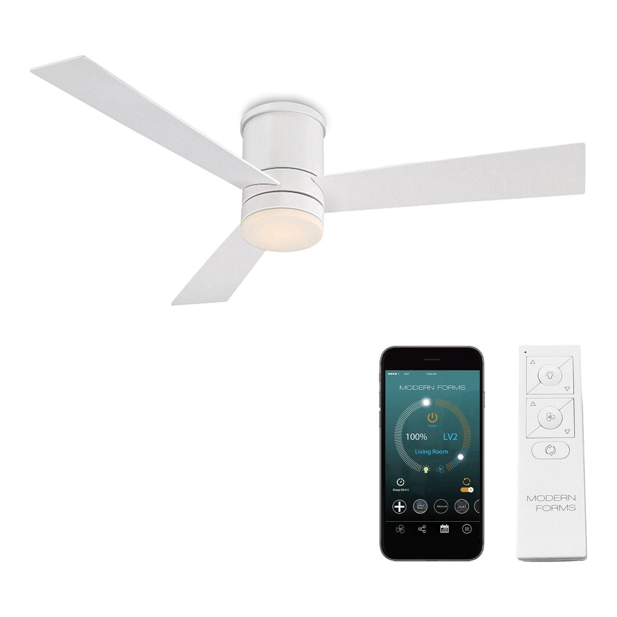 Modern Forms - Axis Indoor/Outdoor 3-Blade 52" Smart Flush Mount Ceiling Fan with LED Light Kit and Remote Control - Lights Canada