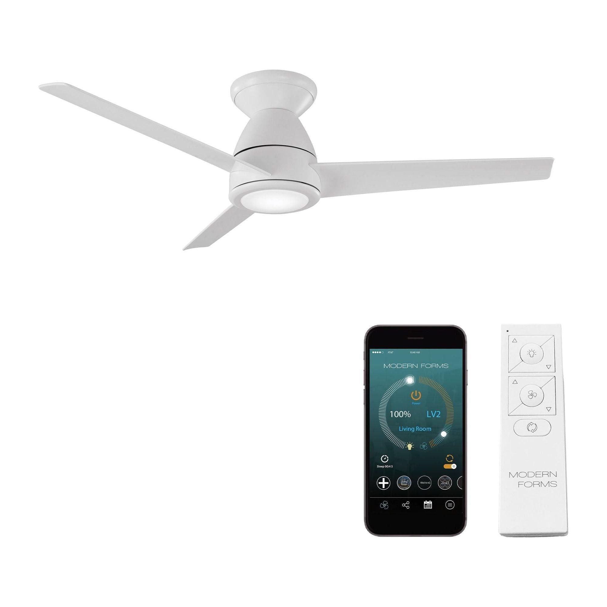 Modern Forms - Tip Top Indoor/Outdoor 3-Blade 44" Smart Flush Mount Ceiling Fan with LED Light Kit and Remote Control - Lights Canada