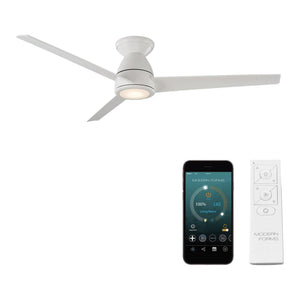 Modern Forms - Tip Top Indoor/Outdoor 3-Blade 52" Smart Flush Mount Ceiling Fan with LED Light Kit and Remote Control - Lights Canada