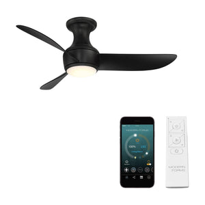 Modern Forms - Corona Indoor/Outdoor 3-Blade 44" Smart Flush Mount Ceiling Fan with LED Light Kit and Remote Control - Lights Canada