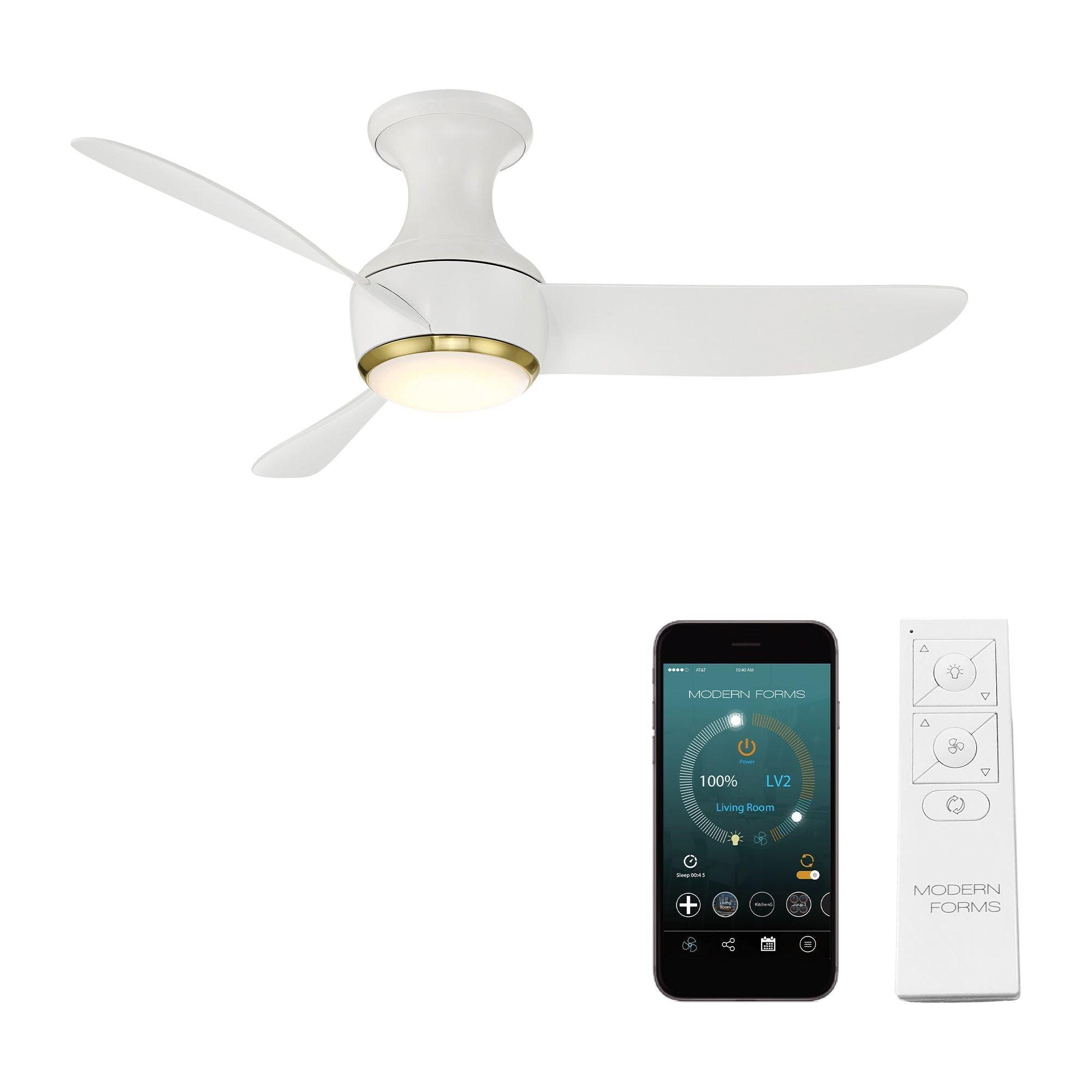 Modern Forms - Corona Indoor/Outdoor 3-Blade 44" Smart Flush Mount Ceiling Fan with LED Light Kit and Remote Control - Lights Canada