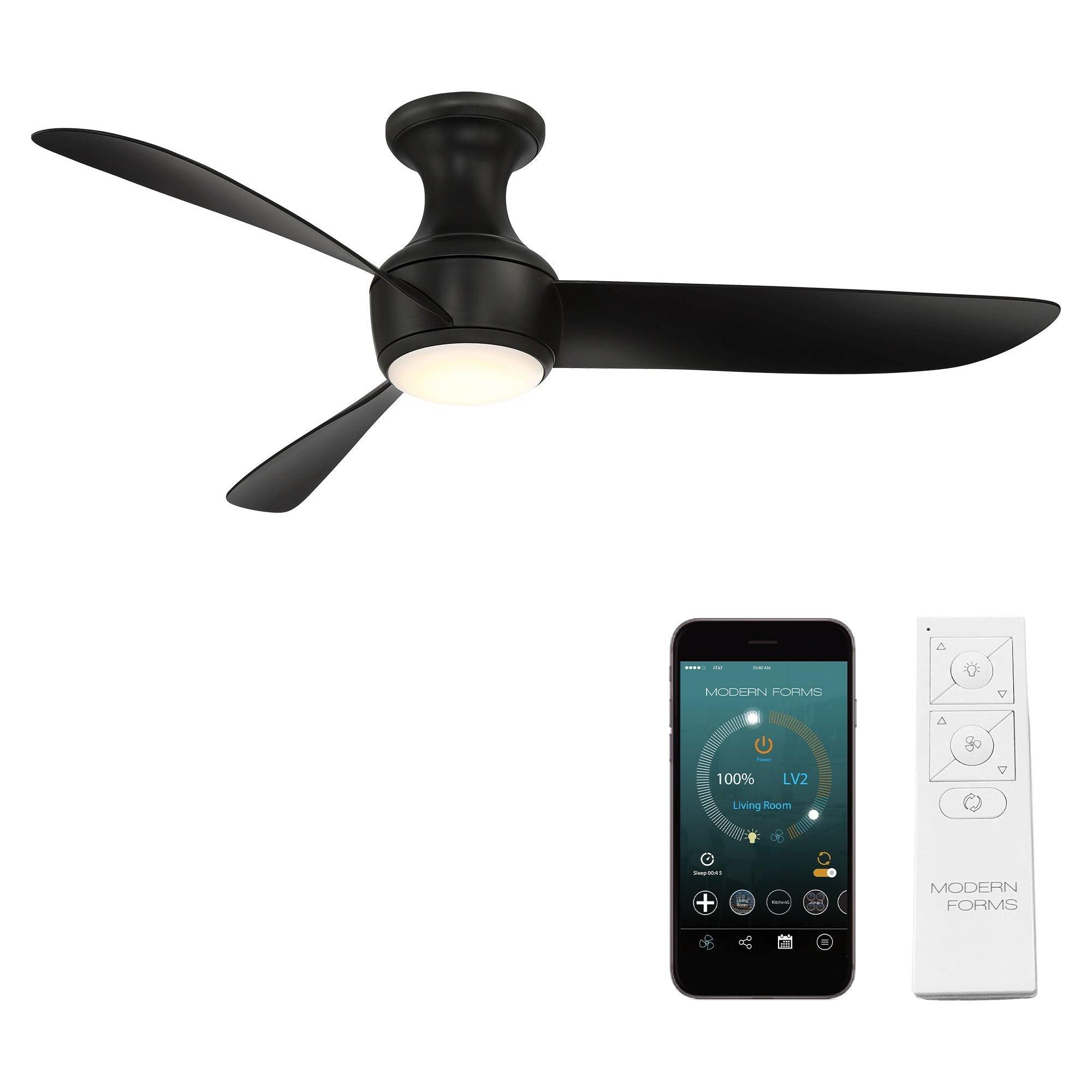 Modern Forms - Corona Indoor/Outdoor 3-Blade 52" Smart Flush Mount Ceiling Fan with LED Light Kit and Remote Control - Lights Canada