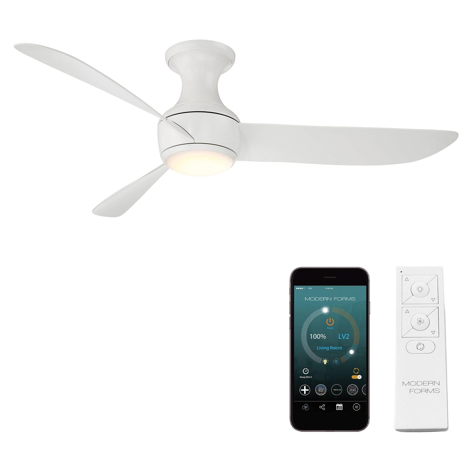 Modern Forms - Corona Indoor/Outdoor 3-Blade 52" Smart Flush Mount Ceiling Fan with LED Light Kit and Remote Control - Lights Canada