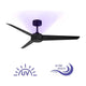 Modern Forms - Ultra Indoor/Outdoor 3-Blade 54" Smart Ceiling Fan with Blue UV-LED Light Kit and Remote Control - Lights Canada