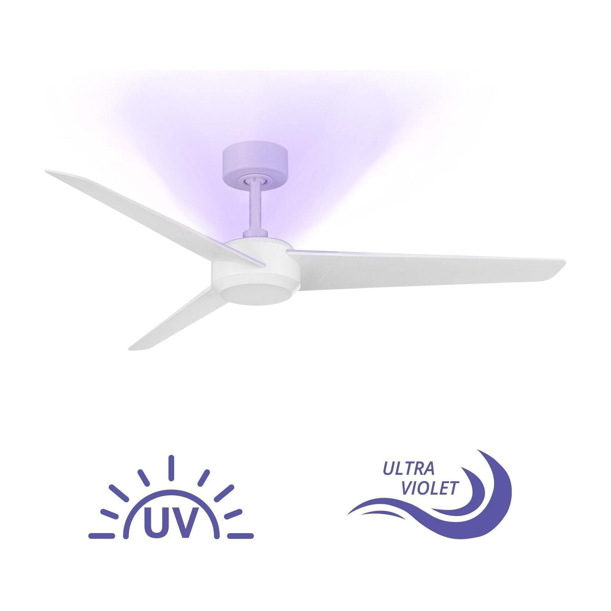 Modern Forms - Ultra Indoor/Outdoor 3-Blade 54" Smart Ceiling Fan with Blue UV-LED Light Kit and Remote Control - Lights Canada