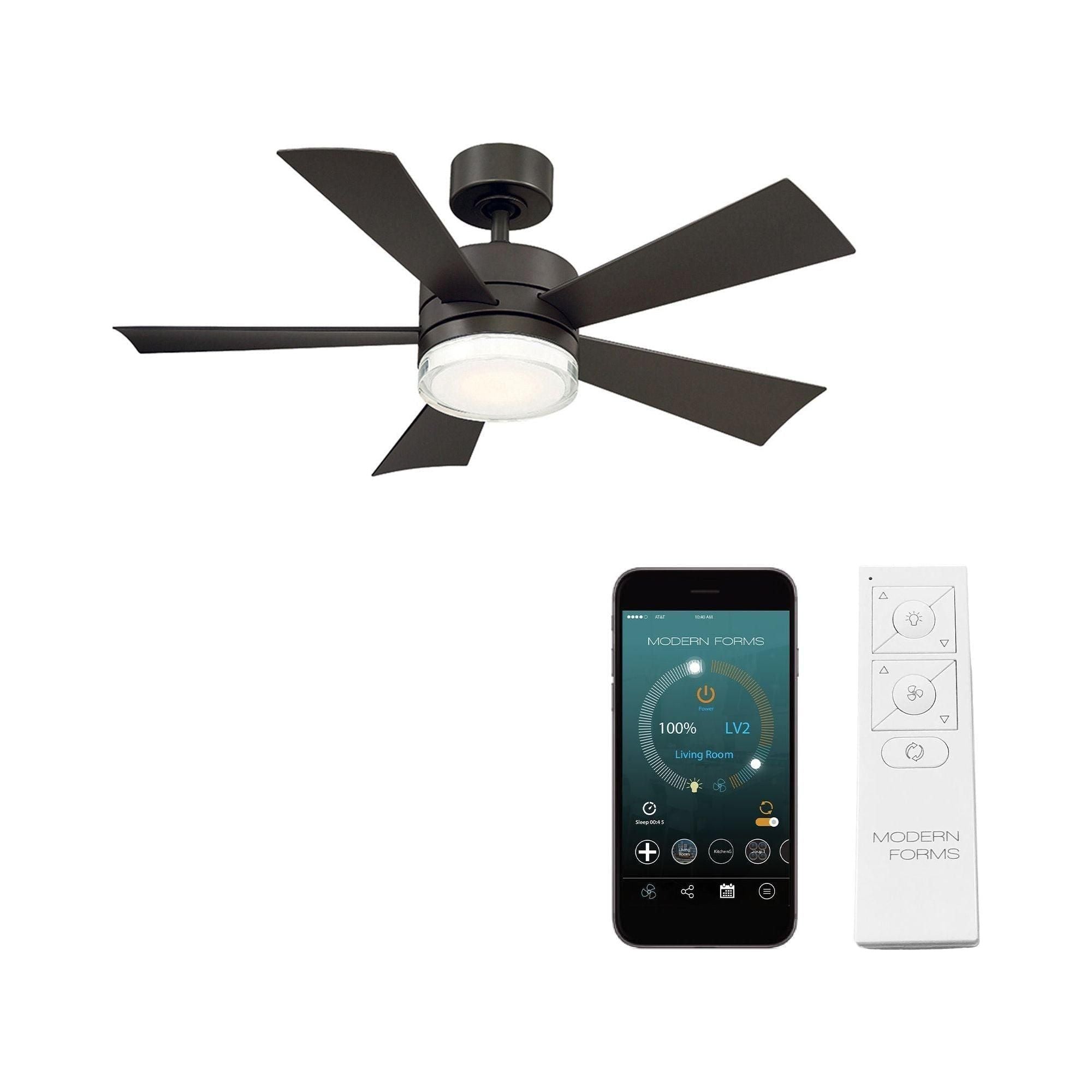 Modern Forms - Wynd Indoor/Outdoor 5-Blade 42" Smart Ceiling Fan with LED Light Kit and Remote Control - Lights Canada