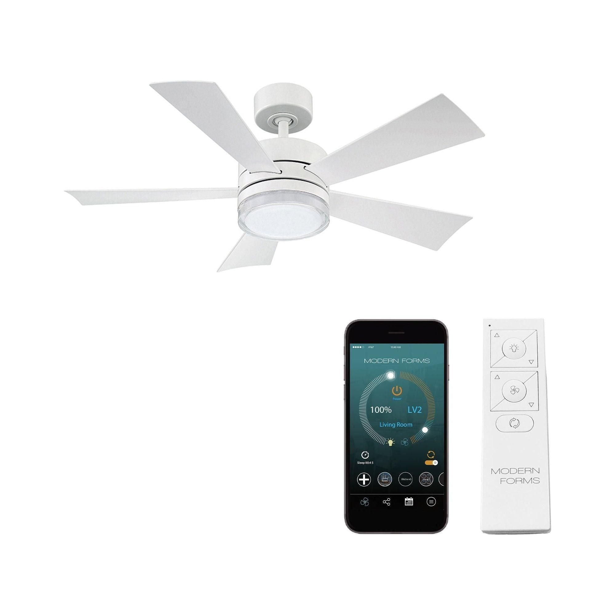 Modern Forms - Wynd Indoor/Outdoor 5-Blade 42" Smart Ceiling Fan with LED Light Kit and Remote Control - Lights Canada