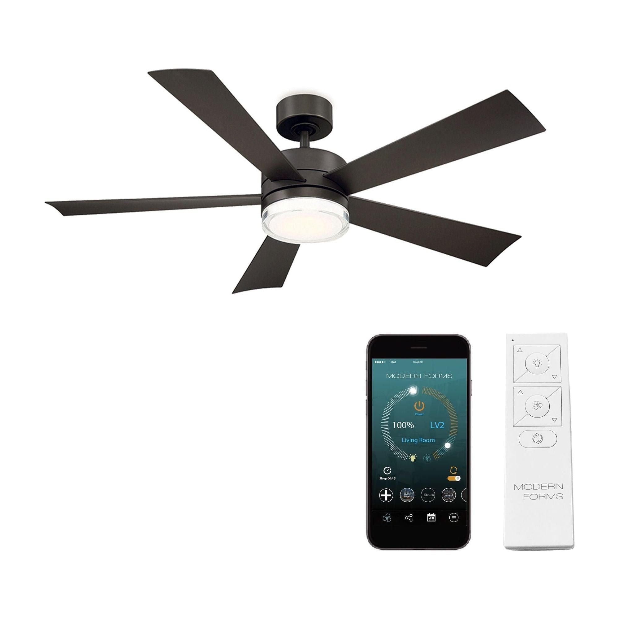 Modern Forms - Wynd Indoor/Outdoor 5-Blade 52" Smart Ceiling Fan with LED Light Kit and Remote Control - Lights Canada