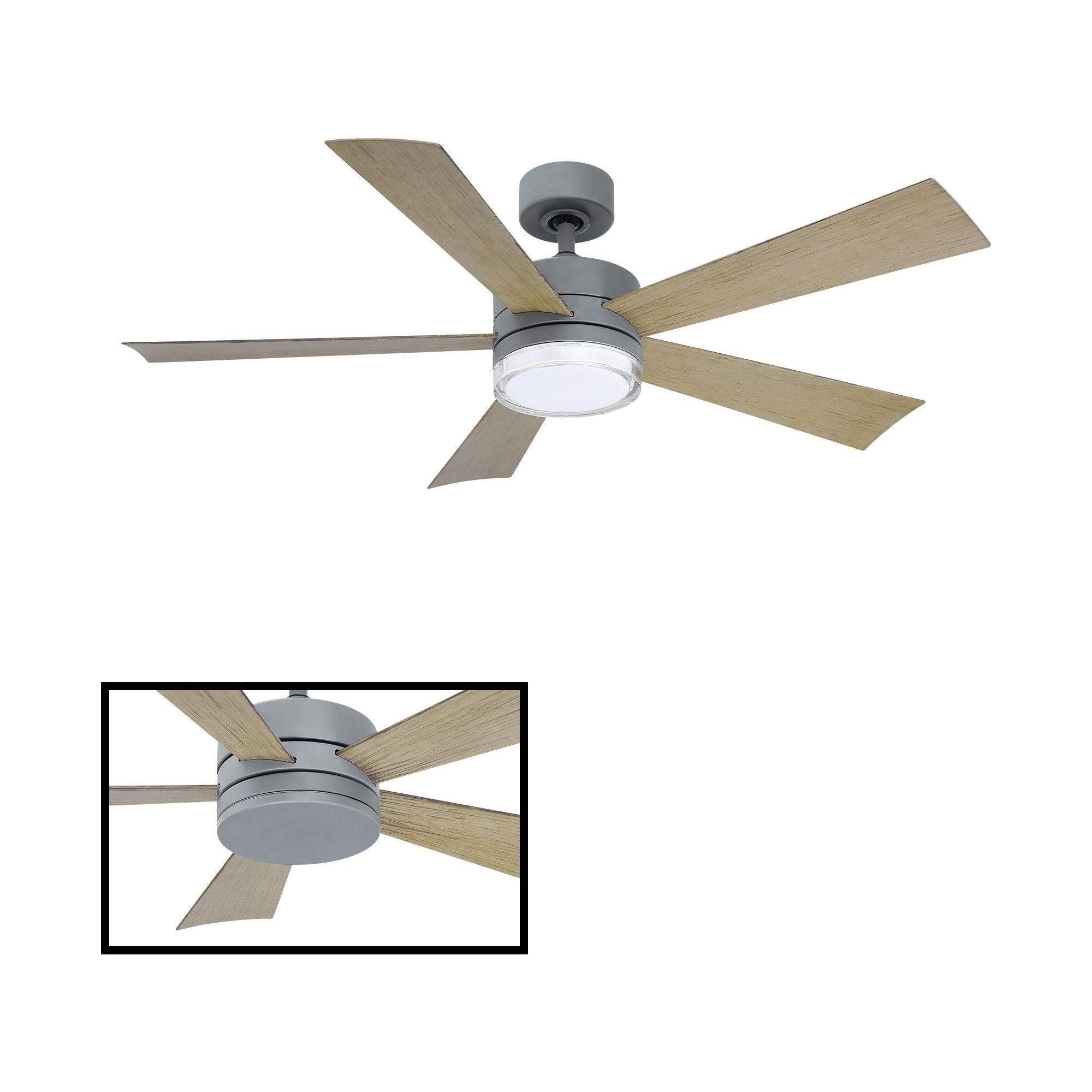 Modern Forms - Wynd Indoor/Outdoor 5-Blade 52" Smart Ceiling Fan with LED Light Kit and Remote Control - Lights Canada