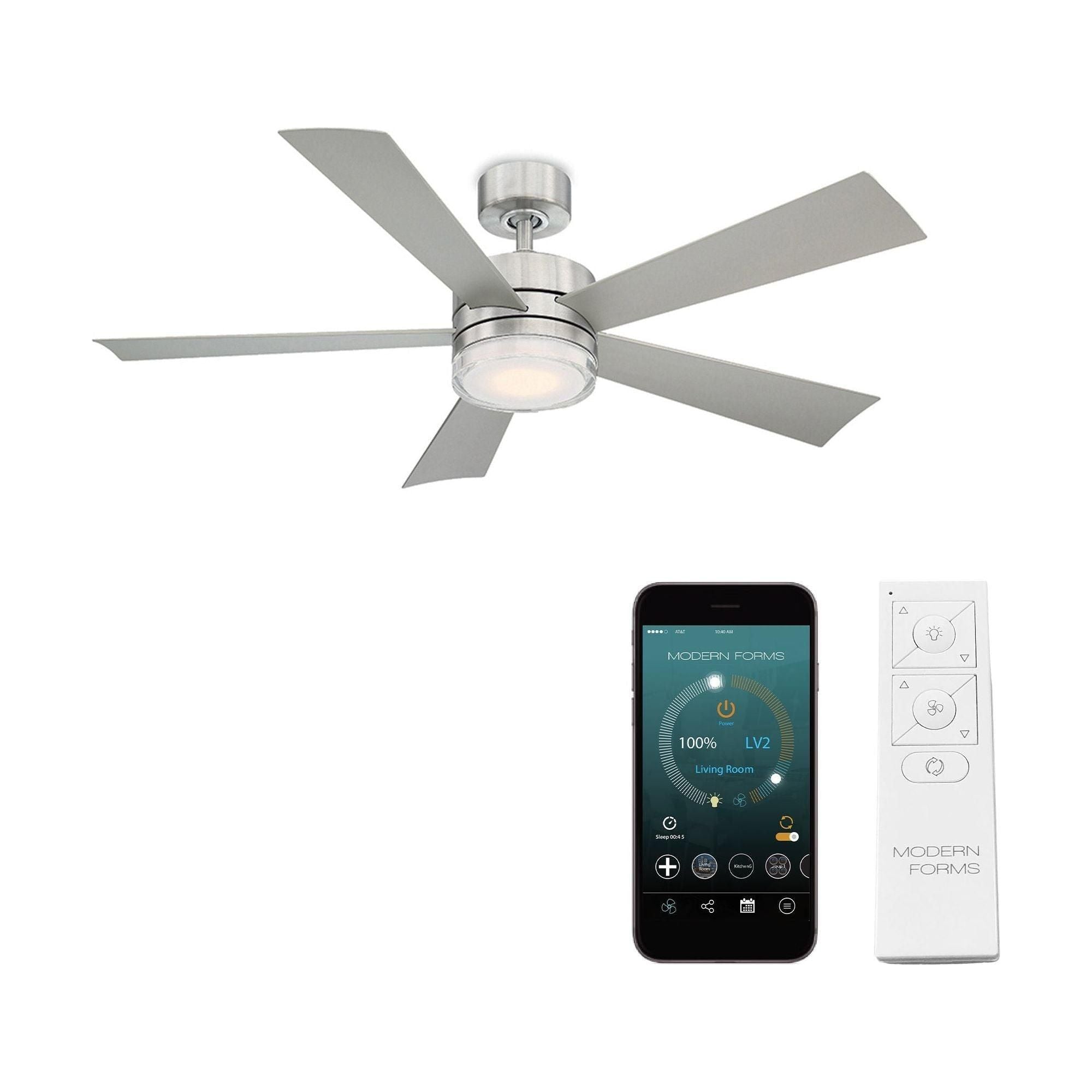 Modern Forms - Wynd Indoor/Outdoor 5-Blade 52" Smart Ceiling Fan with LED Light Kit and Remote Control - Lights Canada