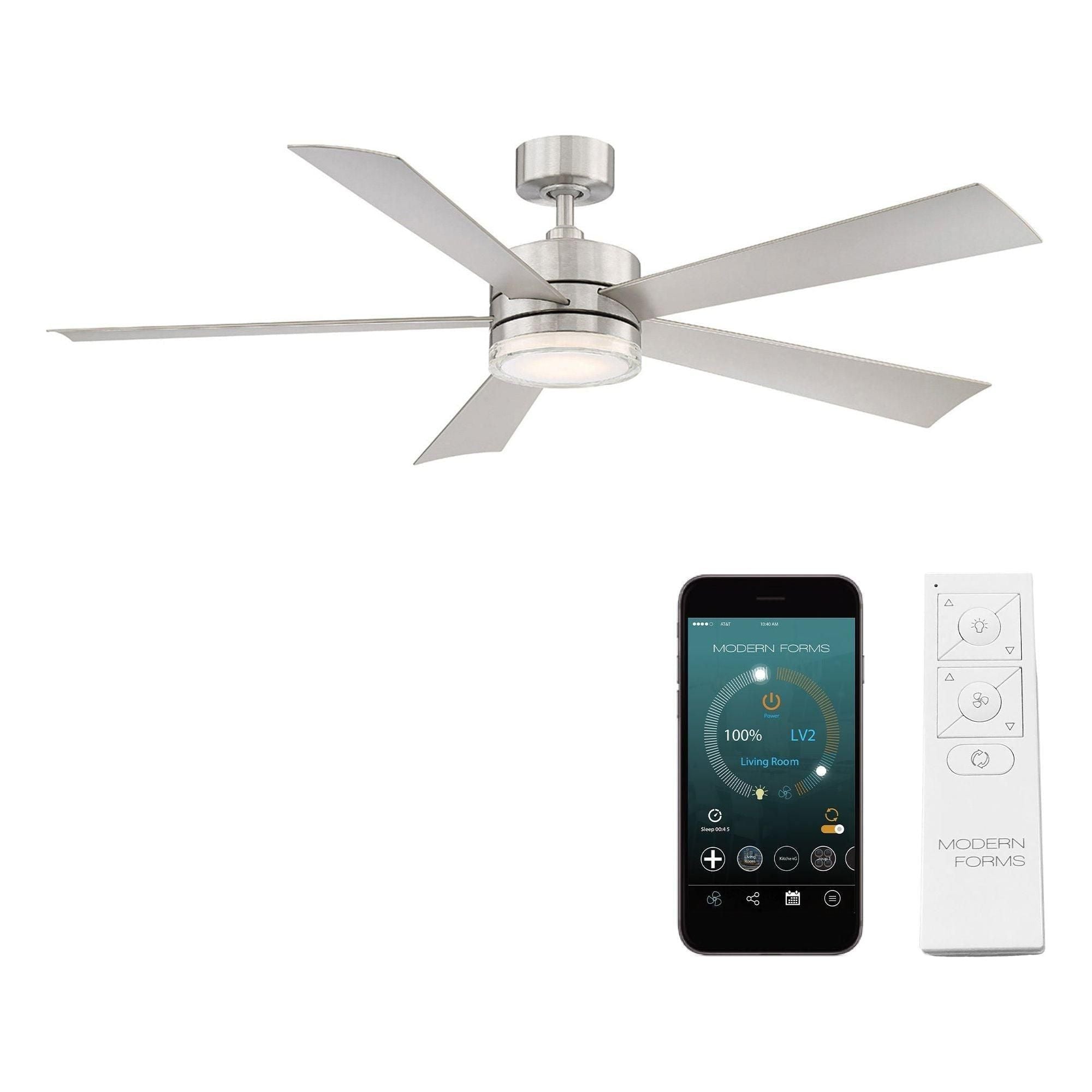 Modern Forms - Wynd Indoor/Outdoor 5-Blade 60" Smart Ceiling Fan with LED Light Kit and Remote Control - Lights Canada