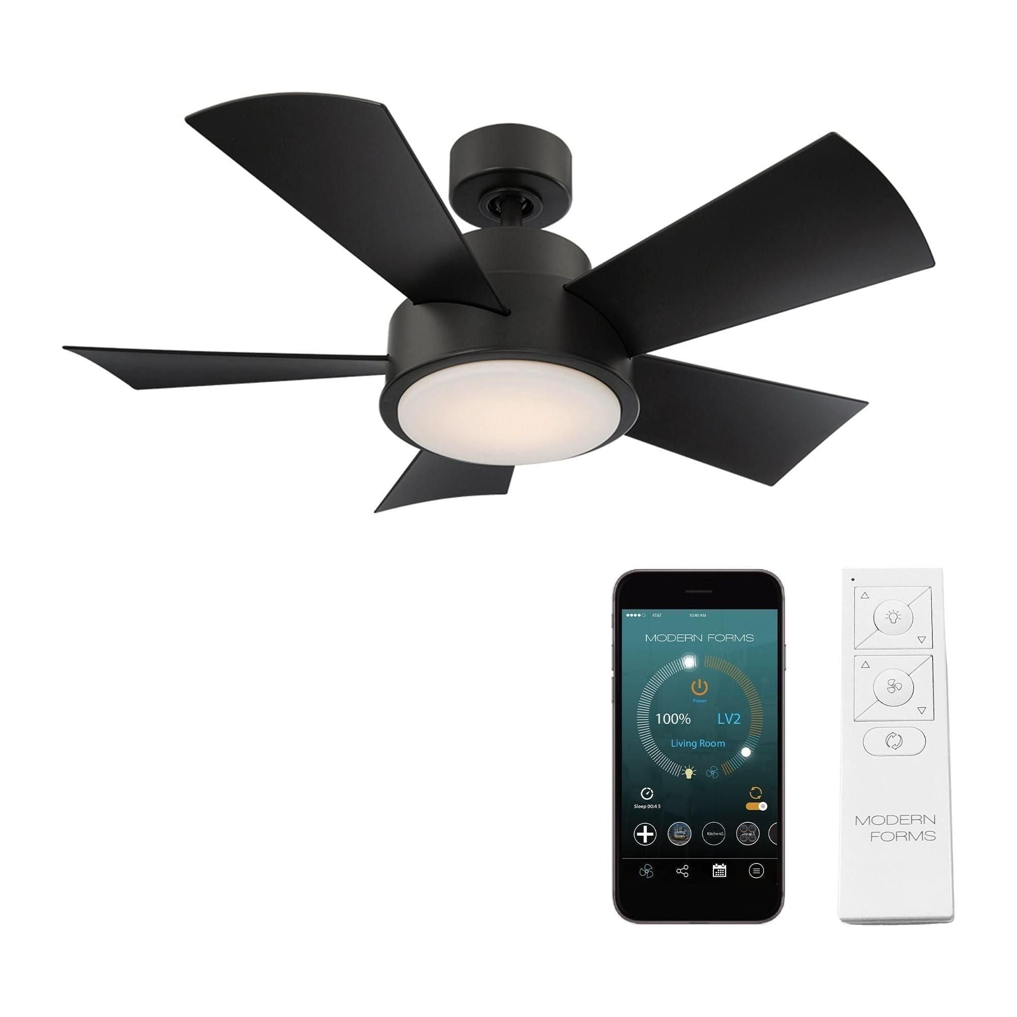 Modern Forms - Vox Indoor/Outdoor 5-Blade 38" Smart Ceiling Fan with LED Light Kit and Remote Control - Lights Canada