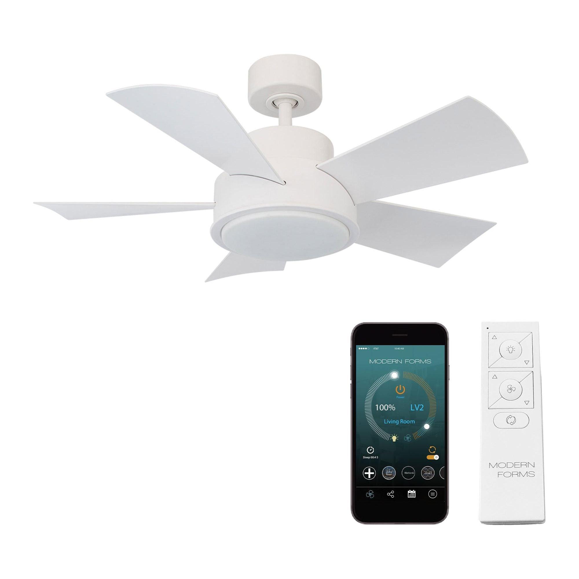 Modern Forms - Vox Indoor/Outdoor 5-Blade 38" Smart Ceiling Fan with LED Light Kit and Remote Control - Lights Canada