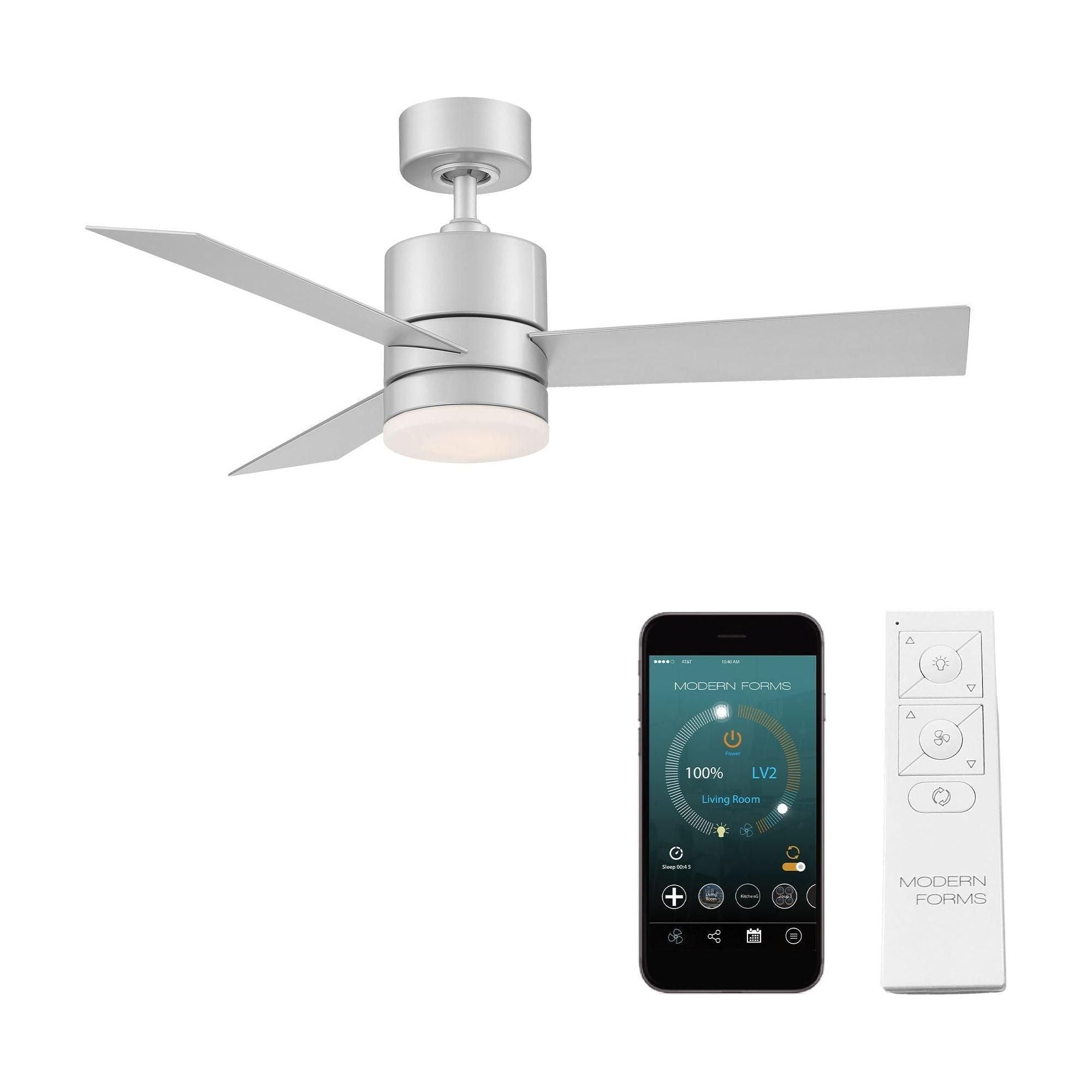 Modern Forms - Axis Indoor/Outdoor 3-Blade 44" Smart Ceiling Fan with LED Light Kit and Remote Control - Lights Canada