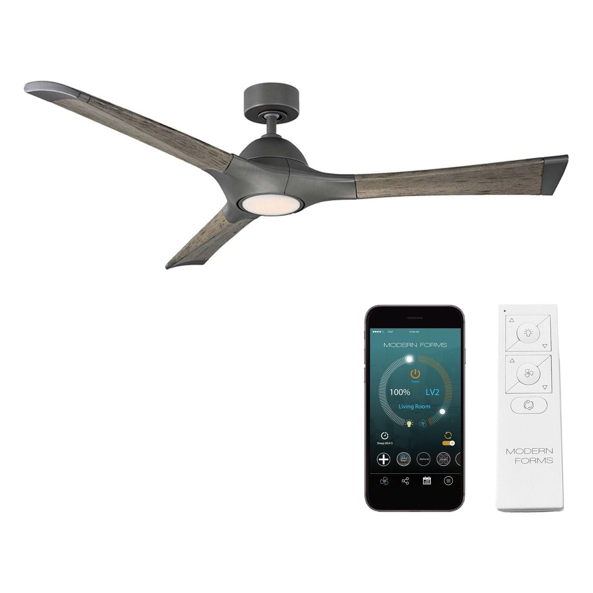 Modern Forms - Woody Indoor/Outdoor 3-Blade 60" Smart Ceiling Fan with LED Light Kit - Lights Canada