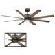 Modern Forms - Renegade Indoor/Outdoor 8-Blade 66" Smart Ceiling Fan with LED Light Kit and Remote Control - Lights Canada