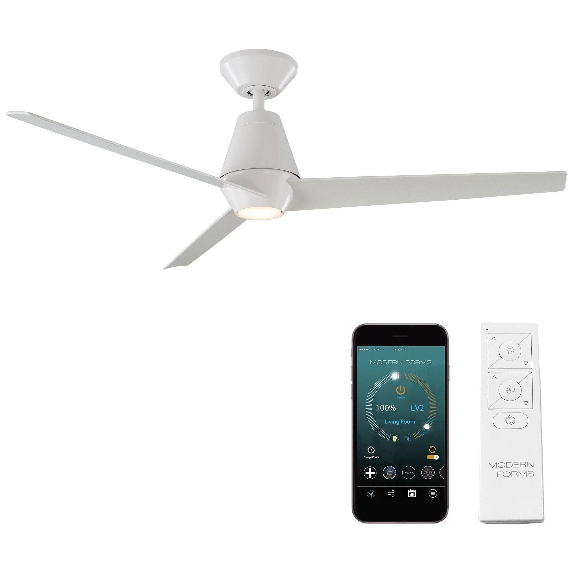 Modern Forms - Slim Indoor/Outdoor 3-Blade 52" Smart Ceiling Fan with LED Light Kit and Remote Control - Lights Canada