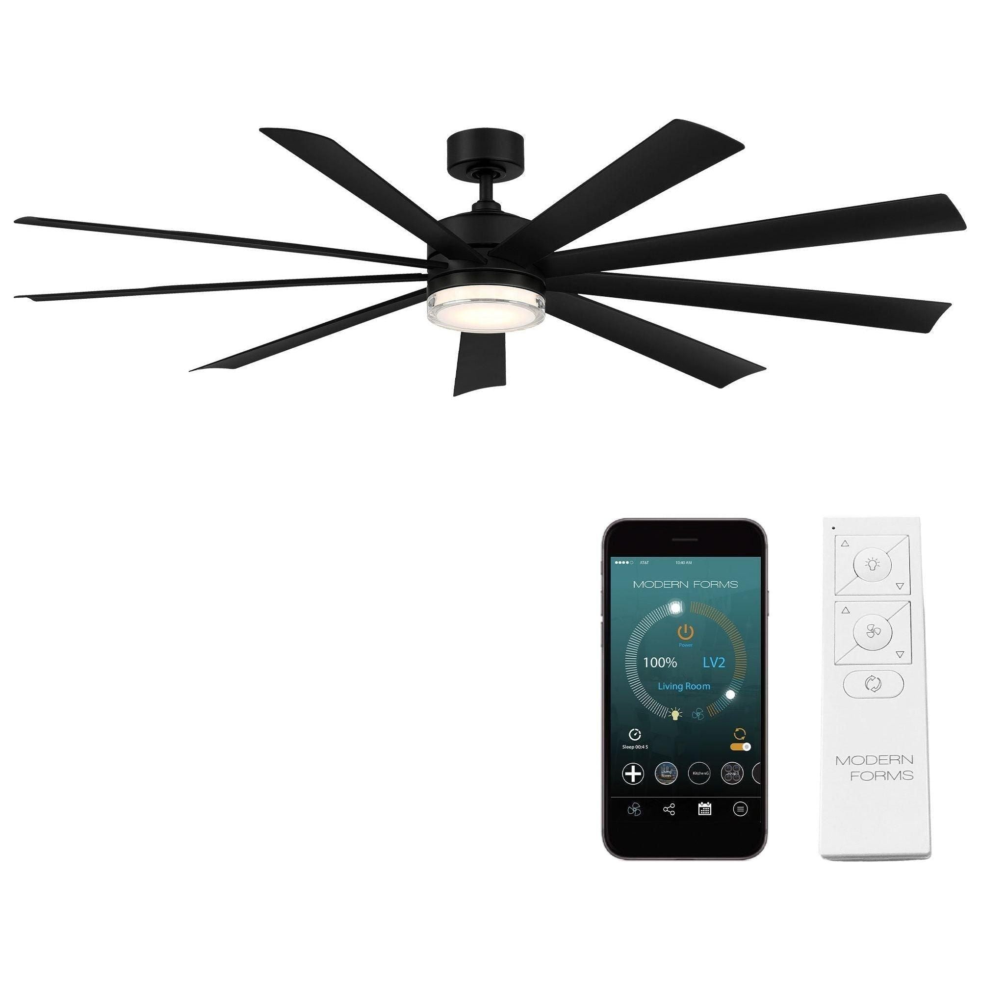 Modern Forms - Wynd XL Indoor/Outdoor 9-Blade 72" Smart Ceiling Fan with LED Light Kit and Remote Control - Lights Canada