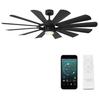 Wyndmill Indoor/Outdoor 12-Blade 65" Smart Ceiling Fan with LED Light Kit and Remote Control
