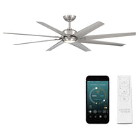 Roboto XL Indoor/Outdoor 8-Blade 70" Smart Ceiling Fan with LED Light Kit and Remote Control