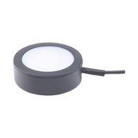 Single LED Puck Light with Single 6" Lead Wire and 6ft Power Cord with Roll Switch 3-CCT