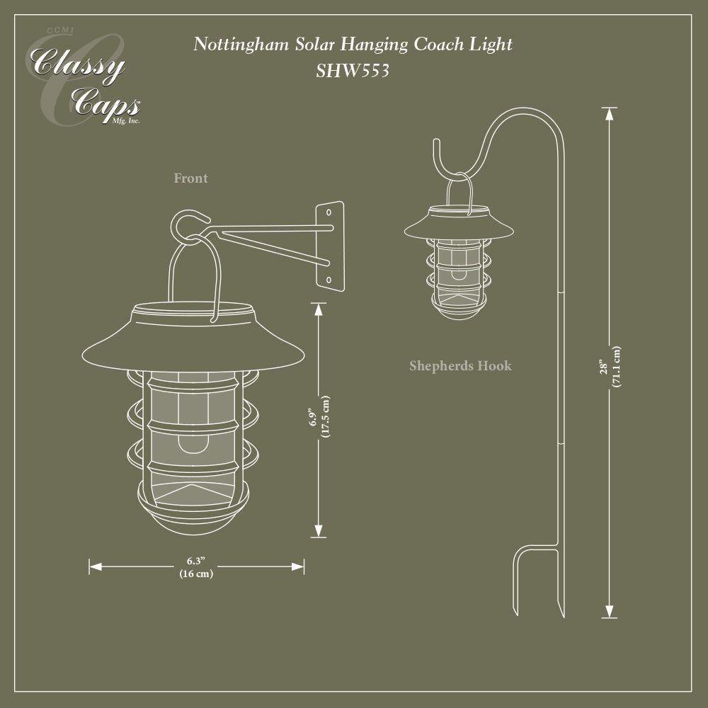 Classy Caps - Nottingham Solar Hanging Coach Light - Lights Canada