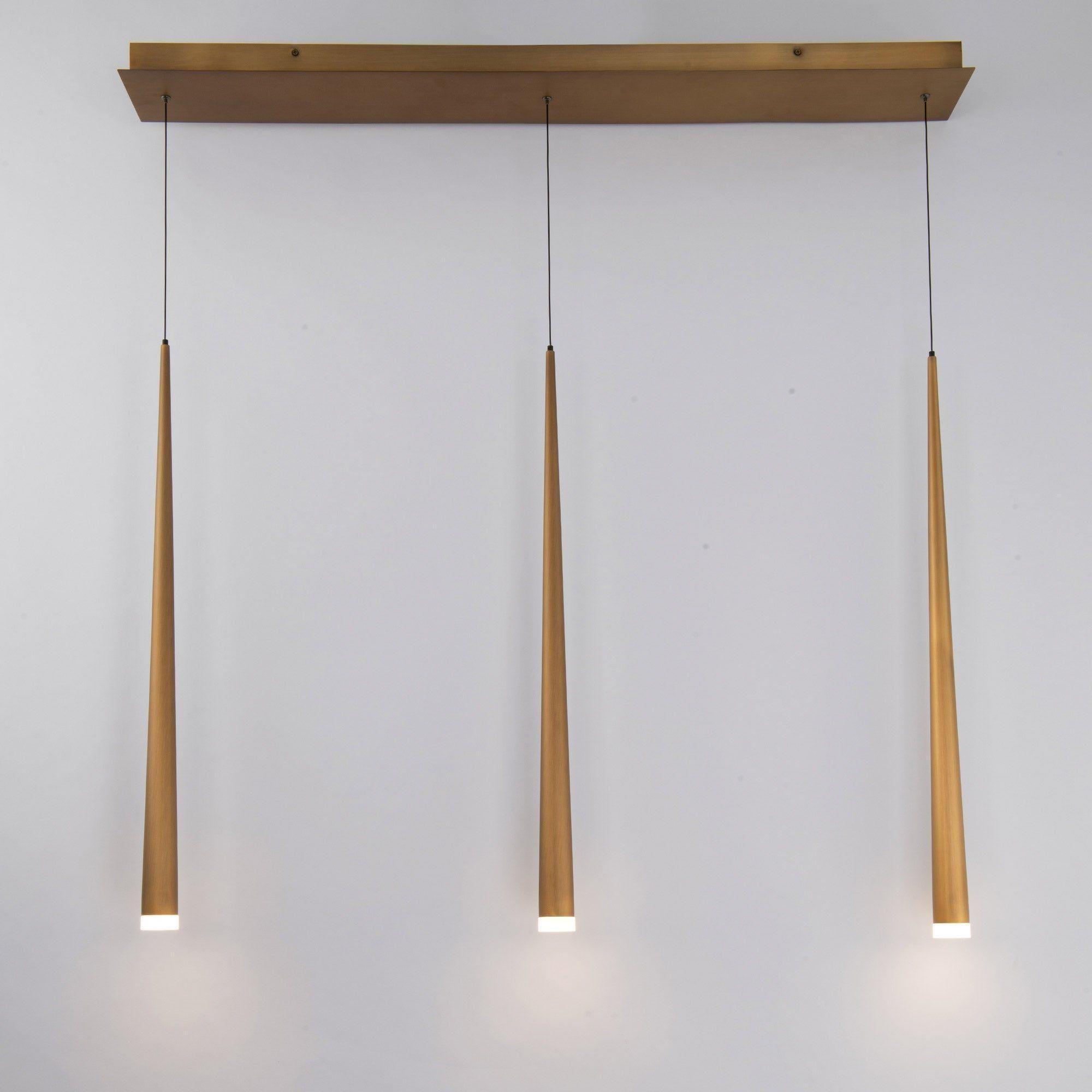 Modern Forms - Cascade LED 3 Light Etched Glass Linear Chandelier - Lights Canada