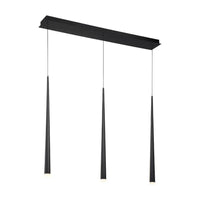 Cascade LED 3 Light Etched Glass Linear Chandelier